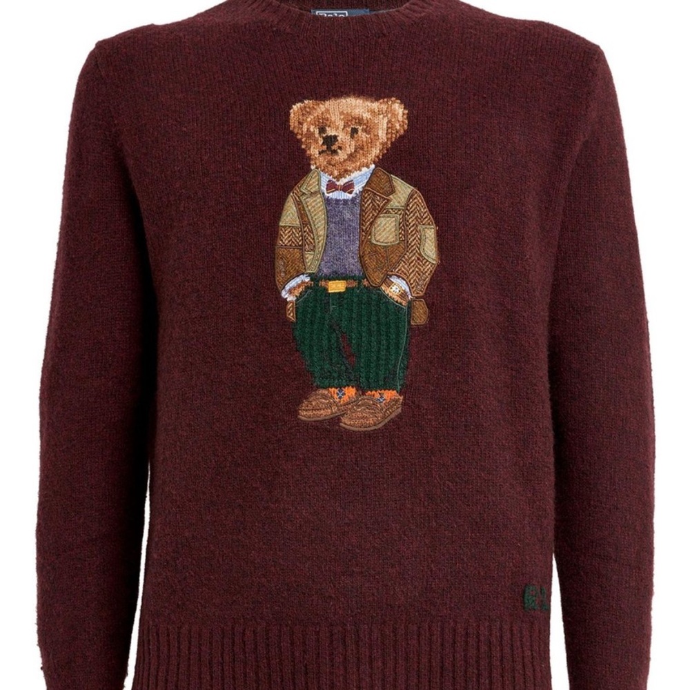 Polo Ralph Lauren Burgundy Sweater with Bear Motif